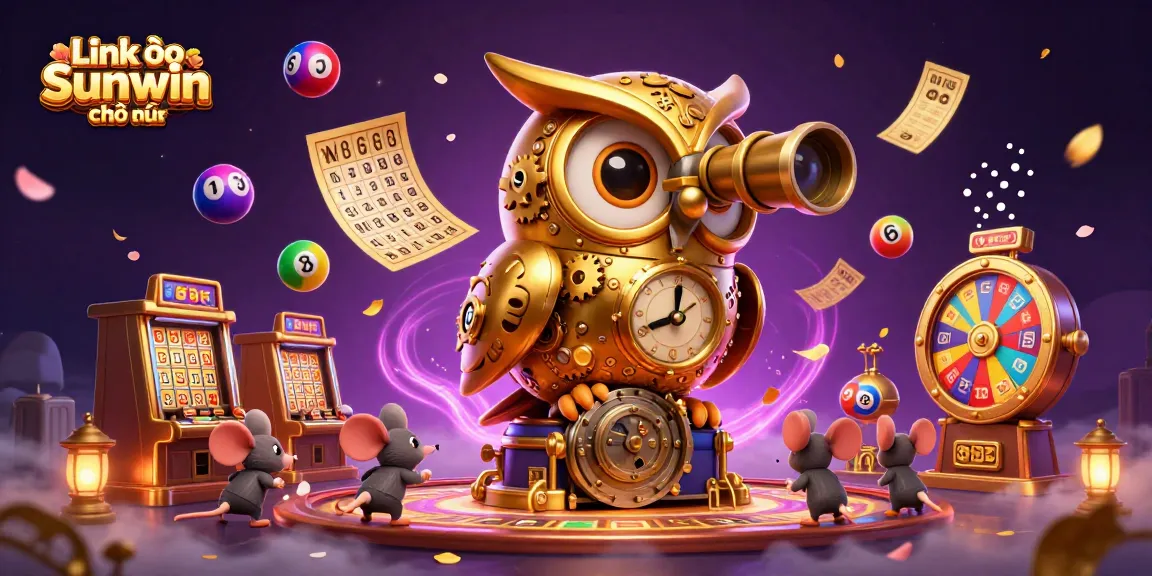 Engage with thrilling games at Link vào Sunwin chính thức with golden owl and animated casino elements.