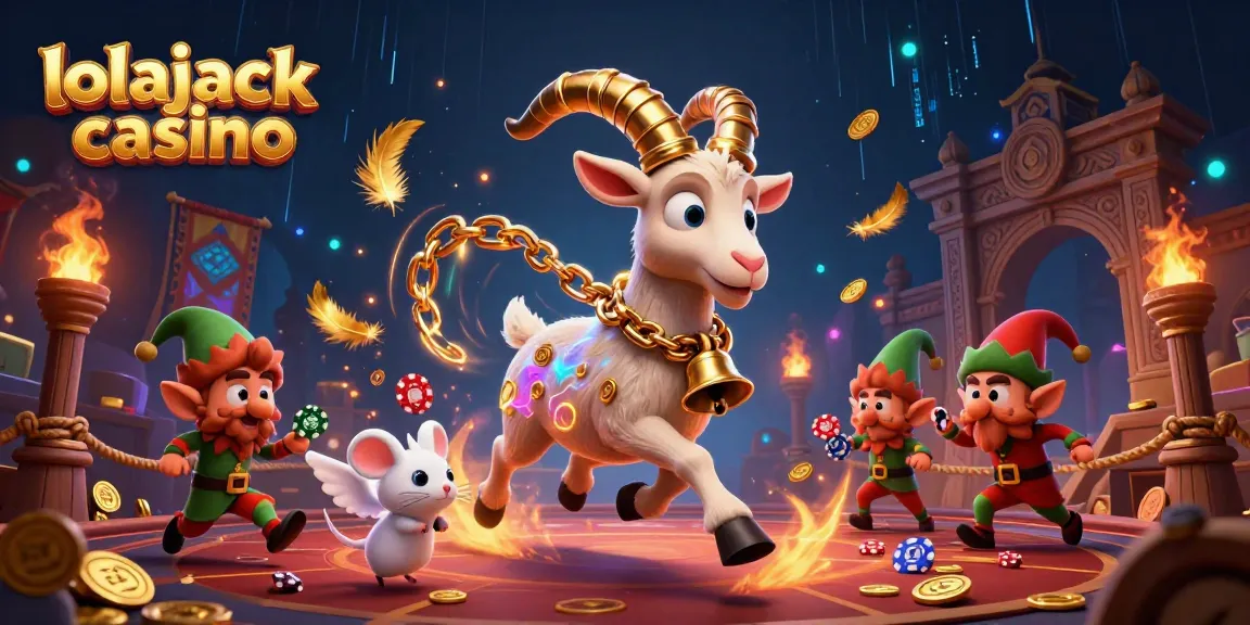 Experience the thrill of lolajack casino with festive Krampus, a tiny angel mouse, and playful gremlins stealing poker chips.